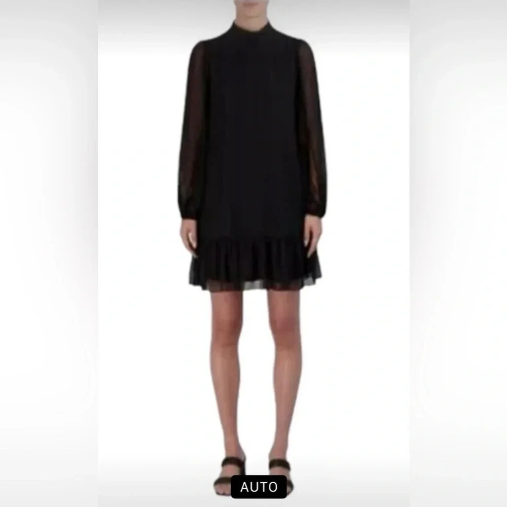 BCBG Paris  LS Mini Black w Metalic Lined Dress Size XXL